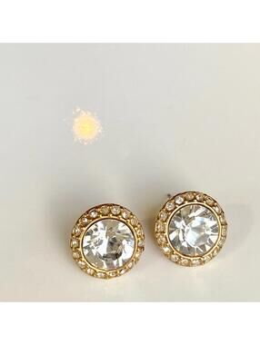 Vintage Givenchy Crystal Halo Stud Earrings